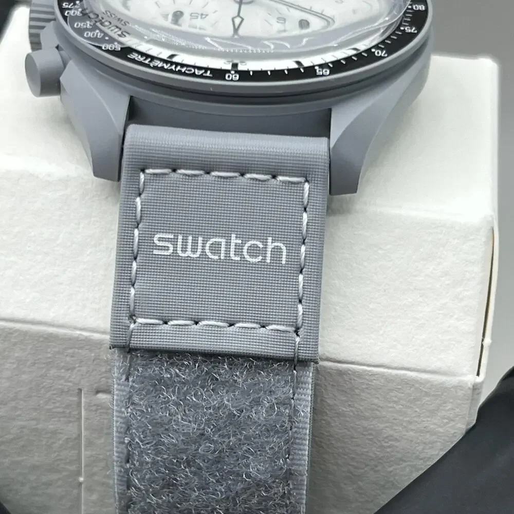 Omega X Swatch 1965 MoonSwatch Speedmaster Mens Gray Swiss Watch With Warranty
